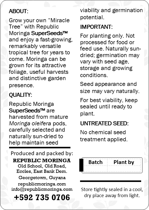 SuperSeeds Planting Seeds product information label